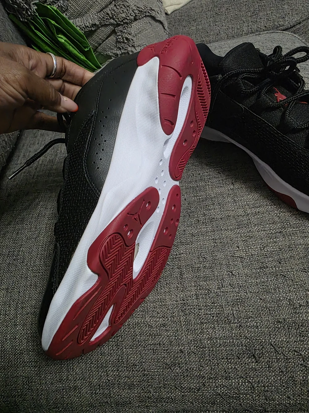 Jordan Men’s Black and Red Low-Top Athletic Sneakers